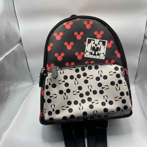 Disney Mickey Mouse DANI Danielle Nicole Mini Backpack Womens Black White Red - Picture 1 of 4